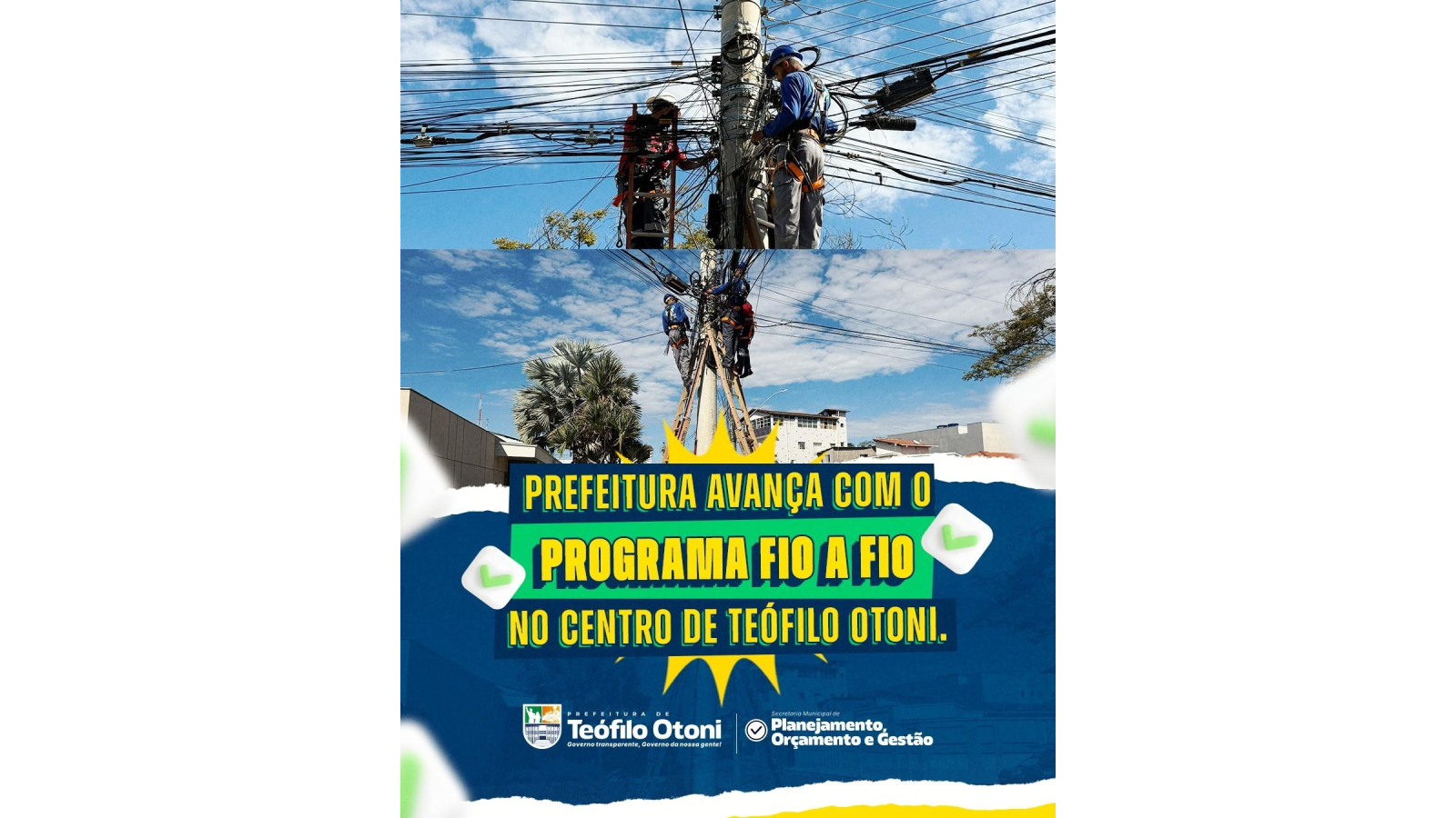 Programa Fio a Fio avança na organização do cabeamento urbano da área central