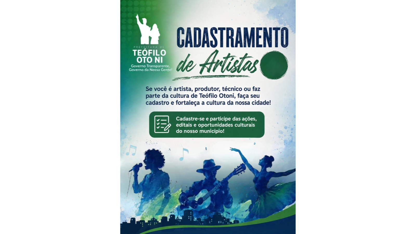 Prefeitura cadastra artistas interessados em credenciamento municipal