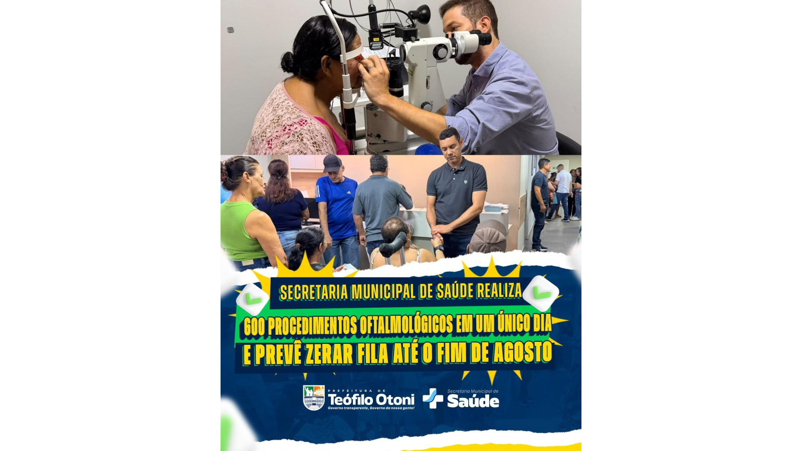Saúde realiza 600 procedimentos oftalmológicos em um único dia e prevê zerar fila