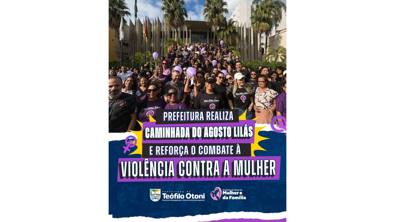 Caminhada do Agosto Lilás reforça enfrentamento à violência contra a mulher