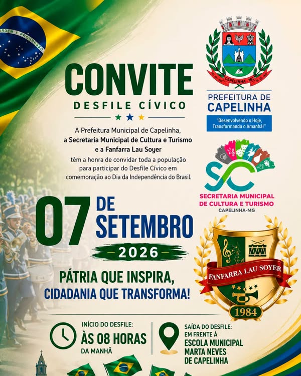 Capelinha realiza comemorações da Independência nos dias 6 e 7 de setembro