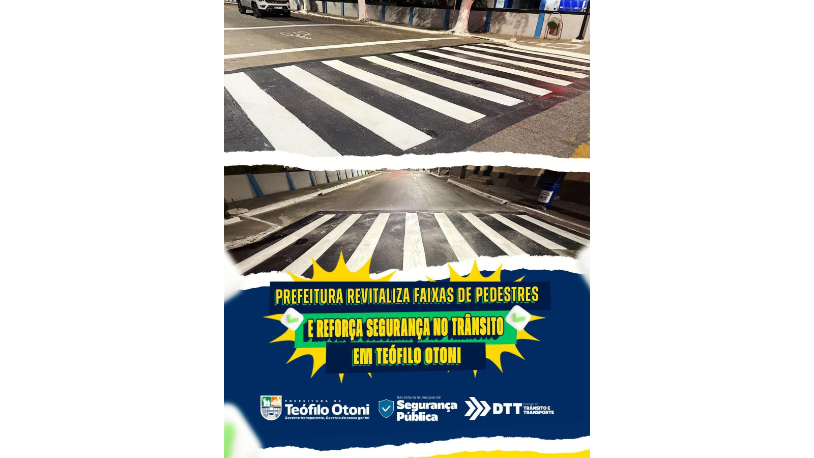 Prefeitura revitaliza faixas de pedestres e reforça segurança no trânsito em Teófilo Otoni